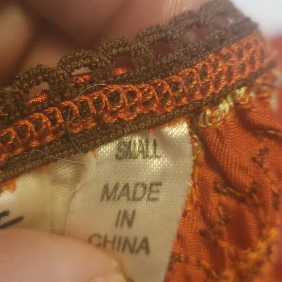 Heart Soul Brand Burnt Orange Boho Blouse Sz Small - Picture 3 of 5